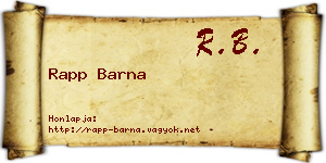 Rapp Barna névjegykártya